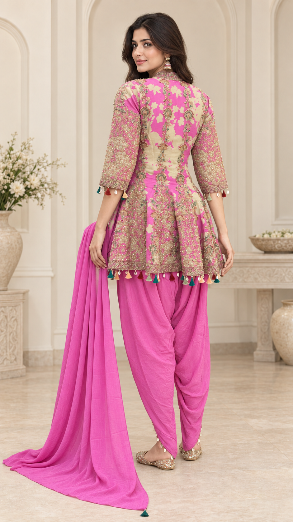 Fuchsia-Pink Pakistani-Style Patiala Suit