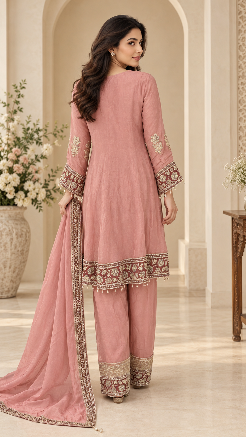 Dusty-rose Indowestern