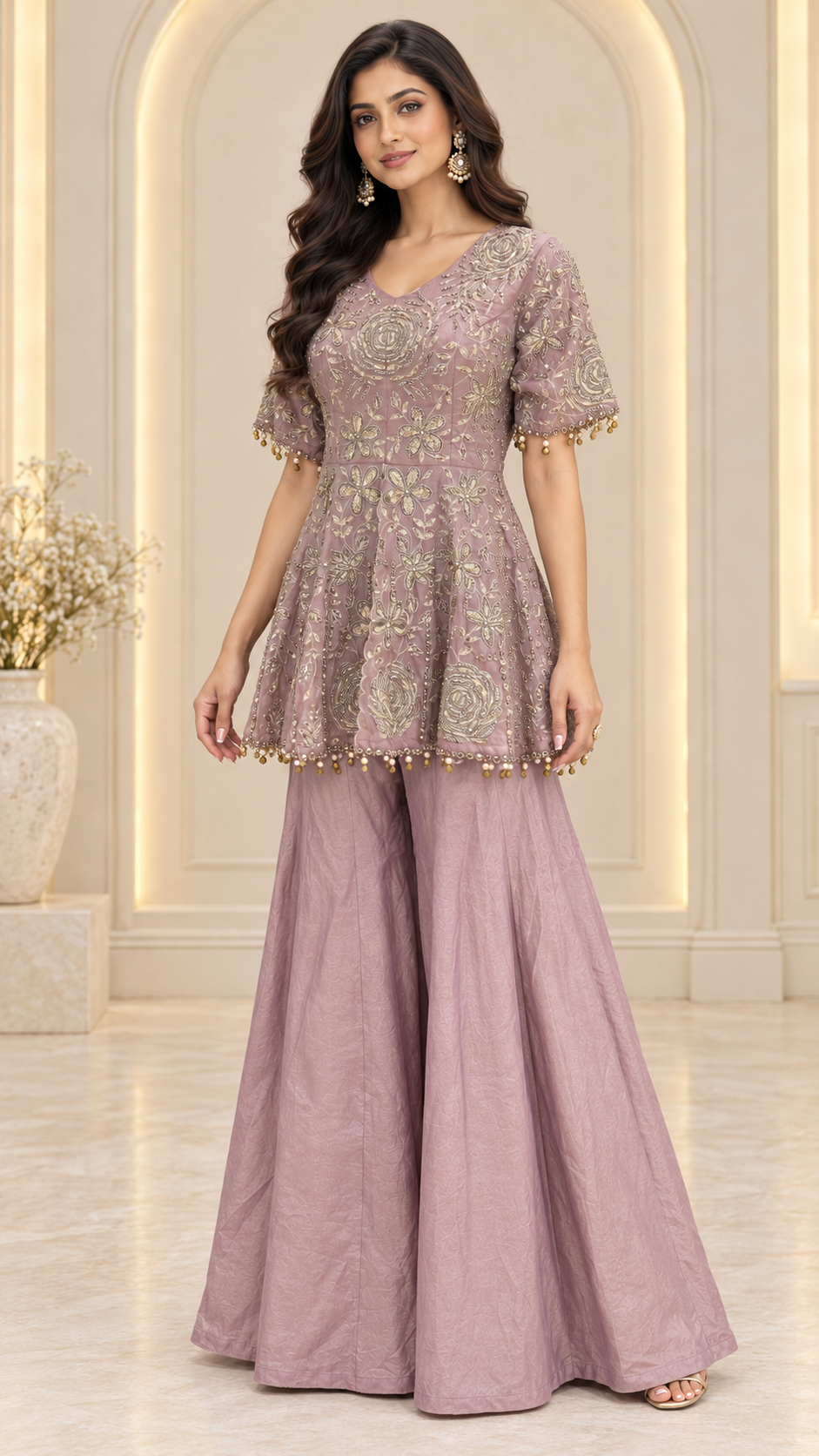 Dusty Mauve Indo Western