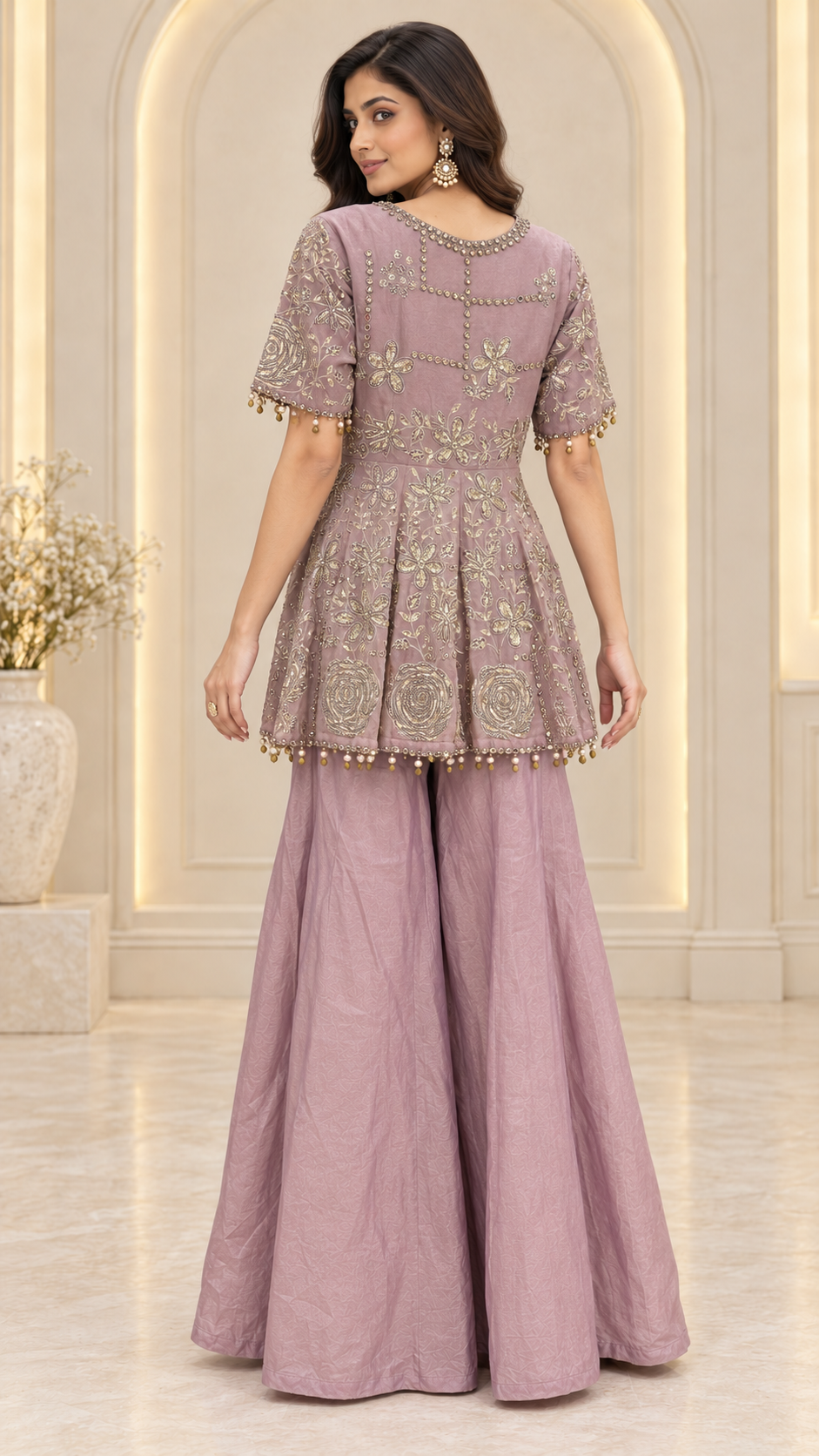 Dusty Mauve Indo Western
