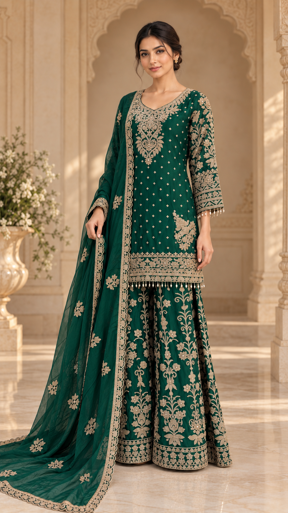 Green Plazzo Dress