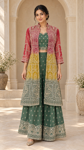 Embroidered Gradient Palazzo