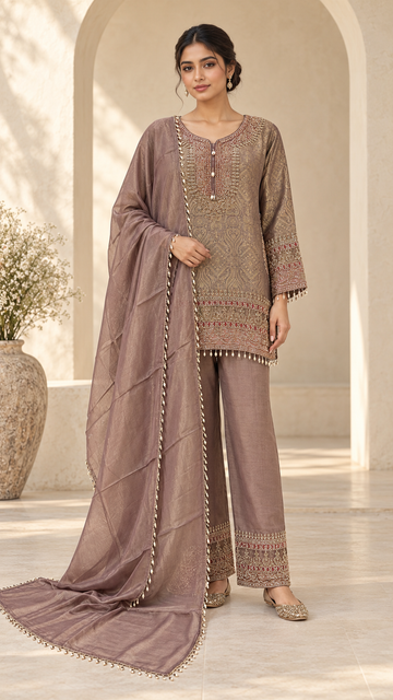 Jacquard Look Plazzo Dress