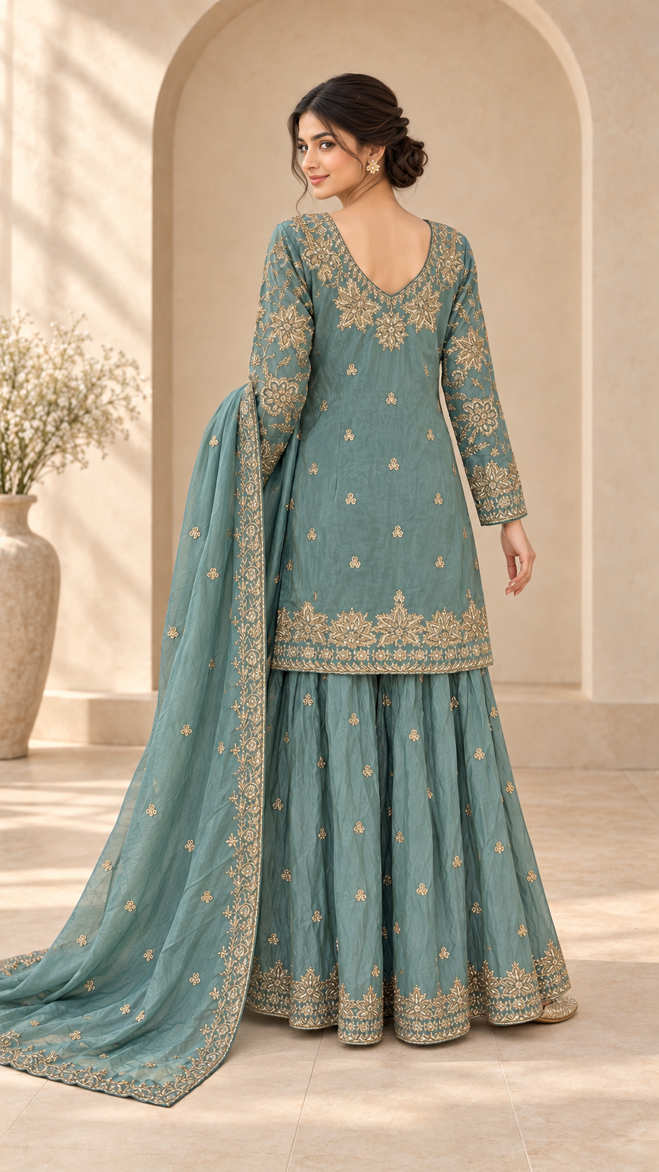 Sage Teal Plazo Suit