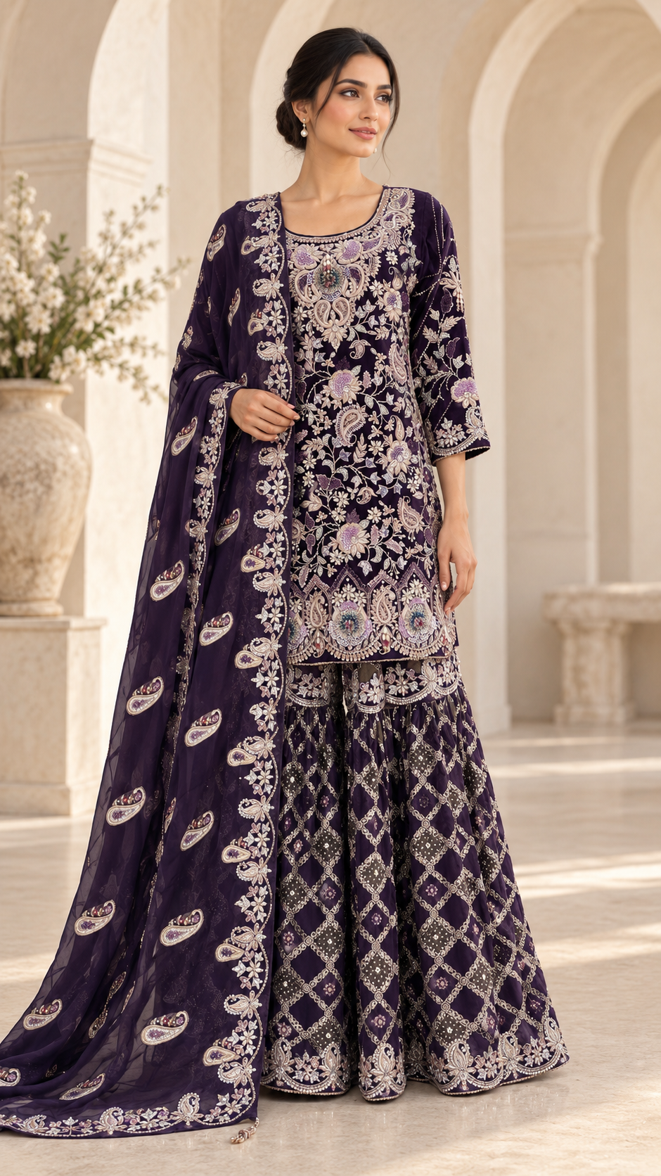 Elegant Purple  Gharara