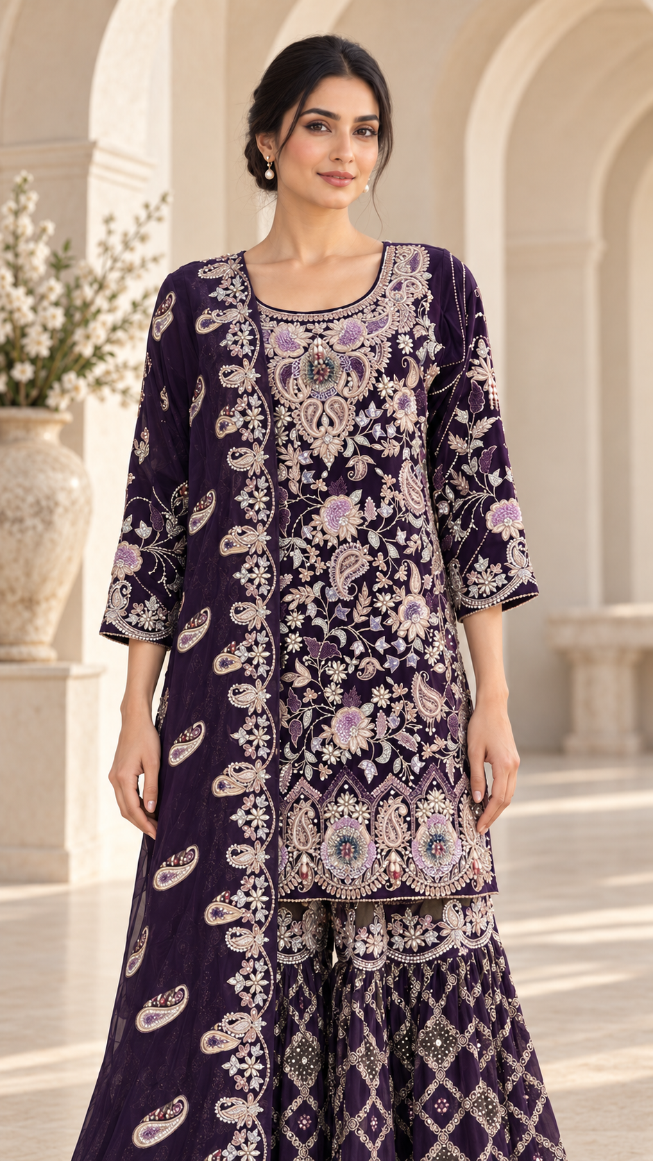 Elegant Purple  Gharara