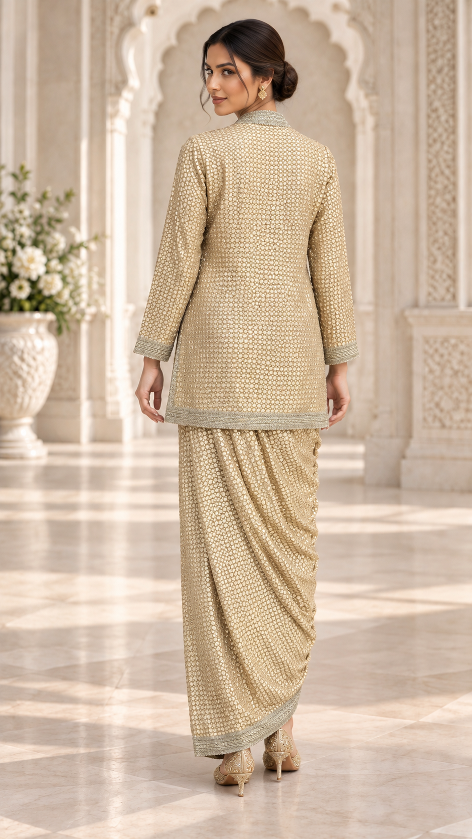 Gold Dhoti-Style Suit