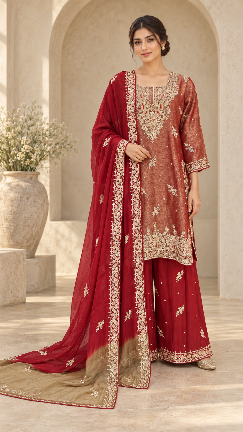 Rust Rose Plazo Dress