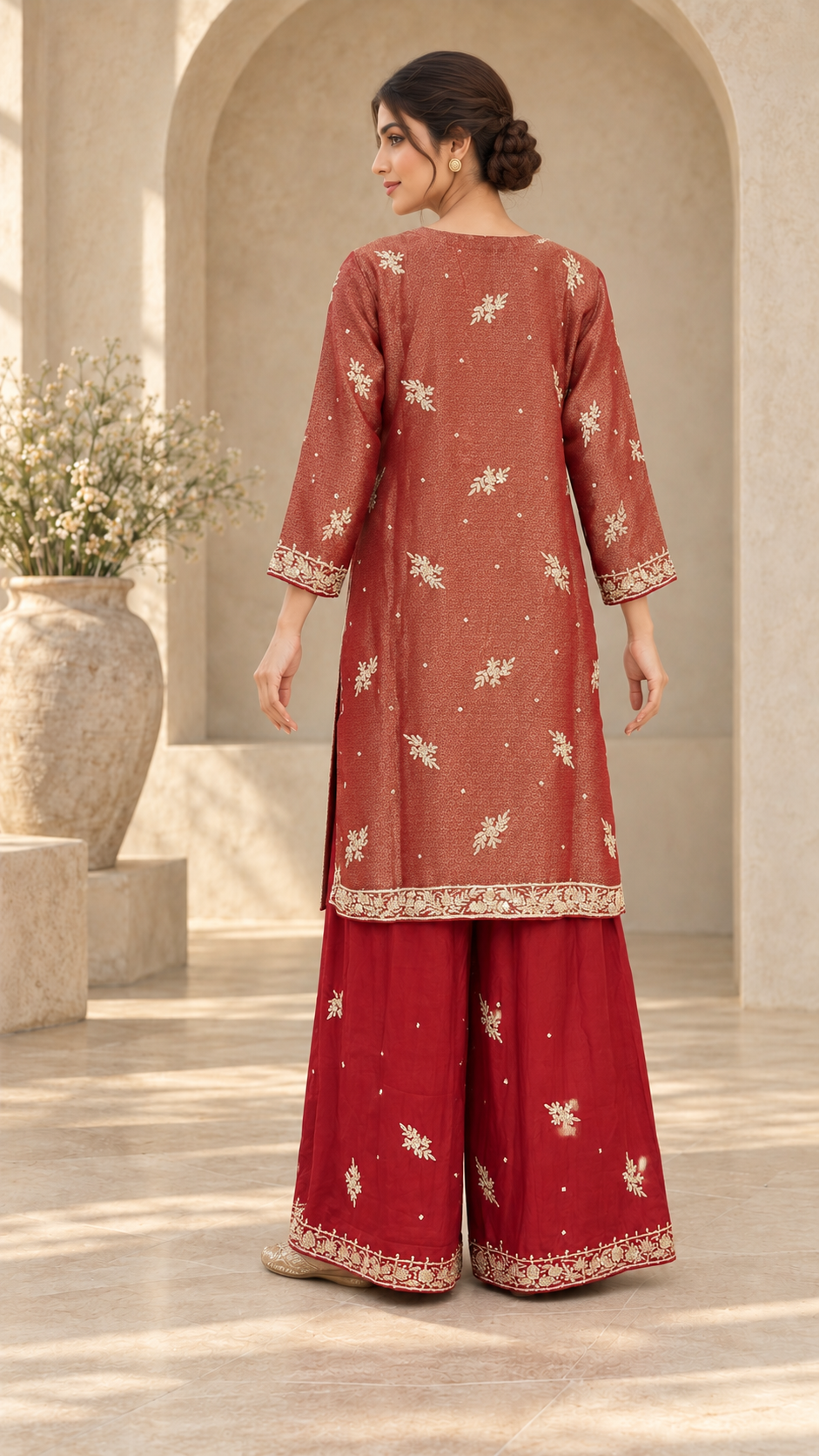 Rust Rose Plazo Dress