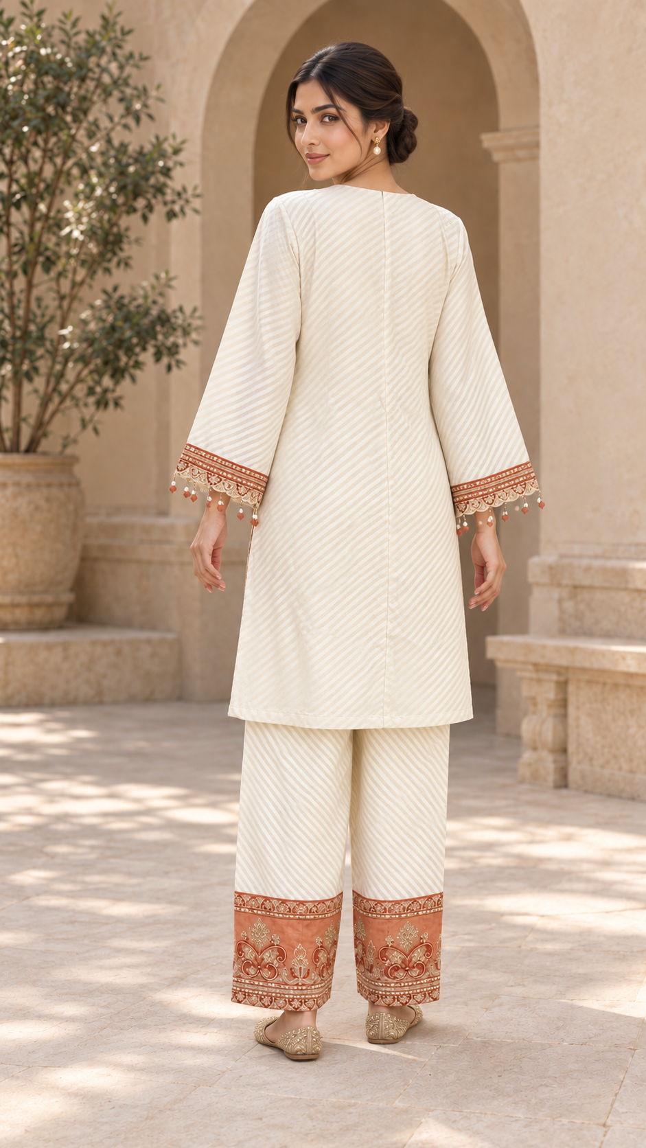 Ivory embroidered kurta