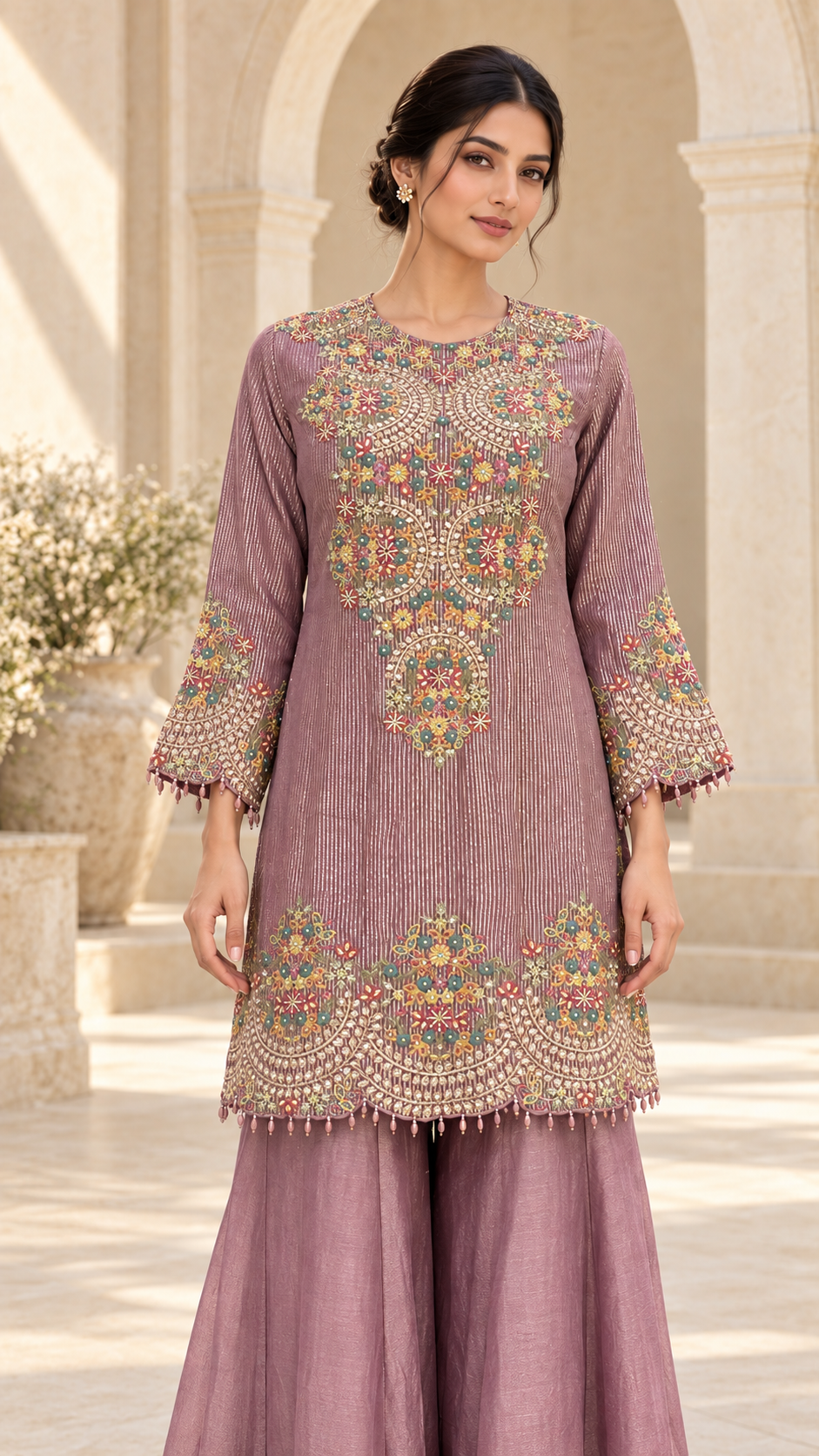 Dusty mauve palazzo