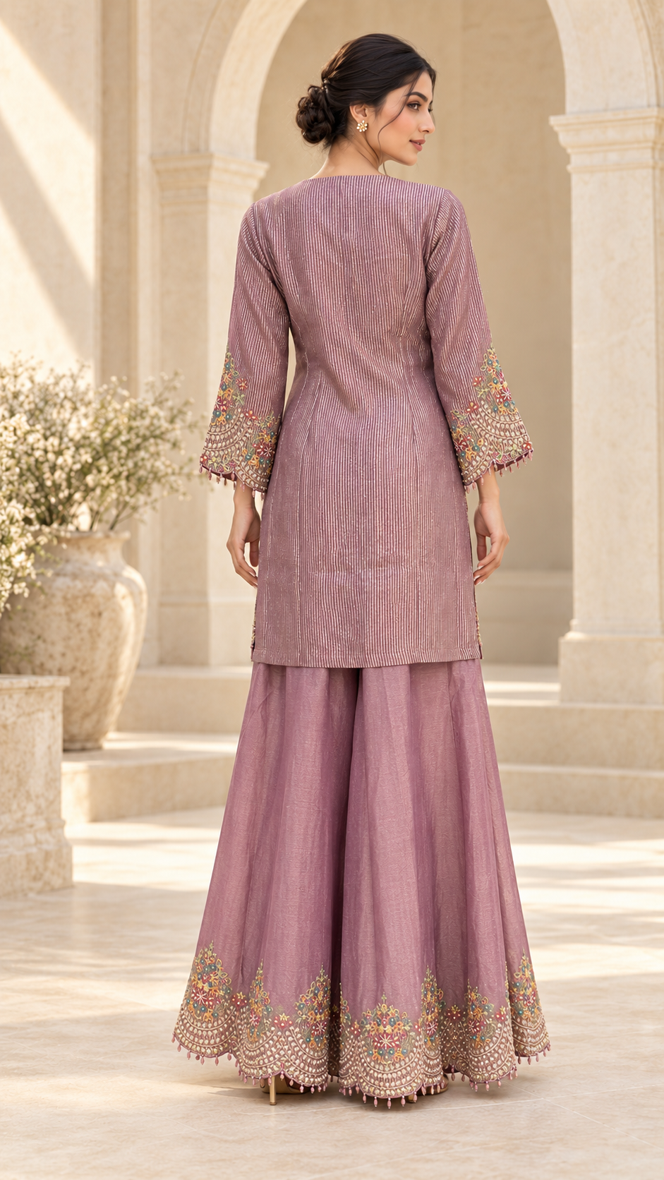 Dusty mauve palazzo