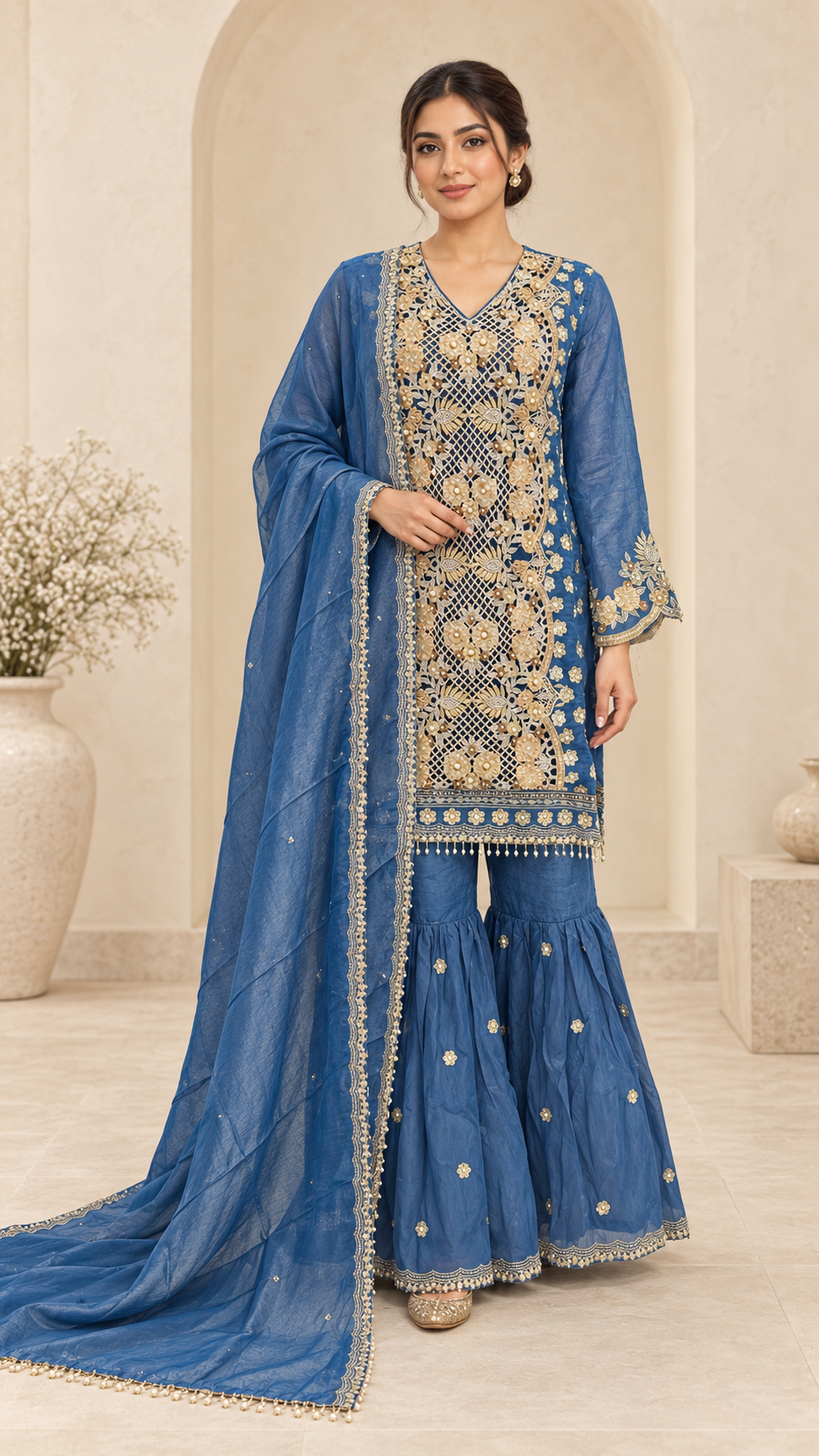 Elegant Blue Gharara