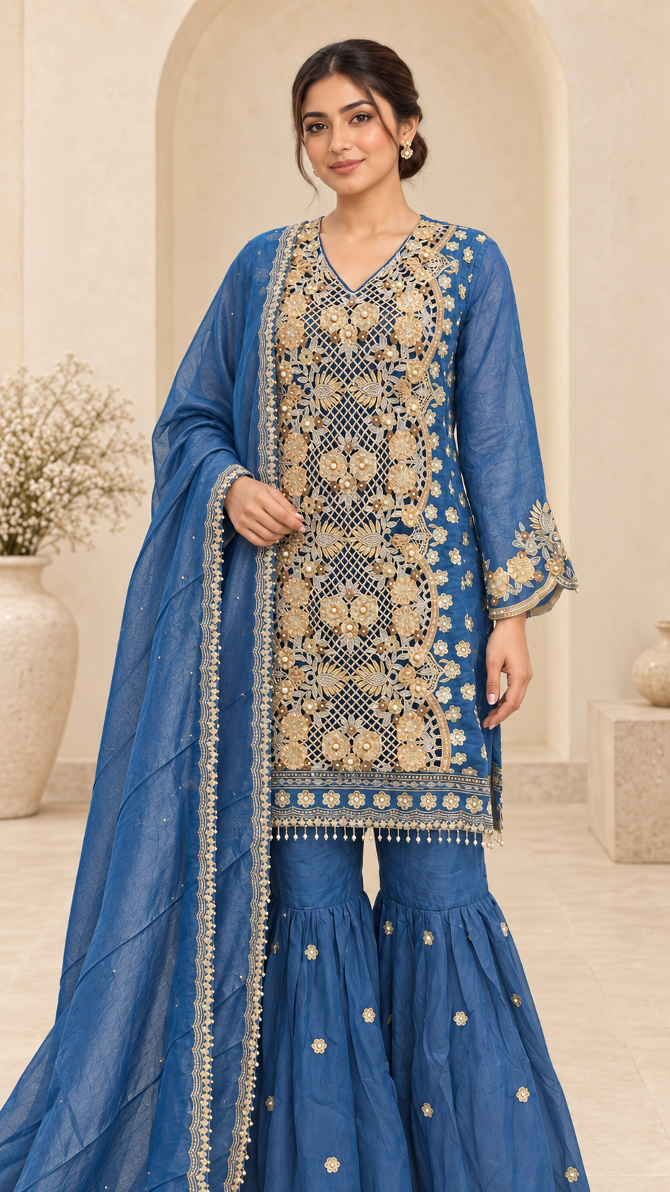 Elegant Blue Gharara