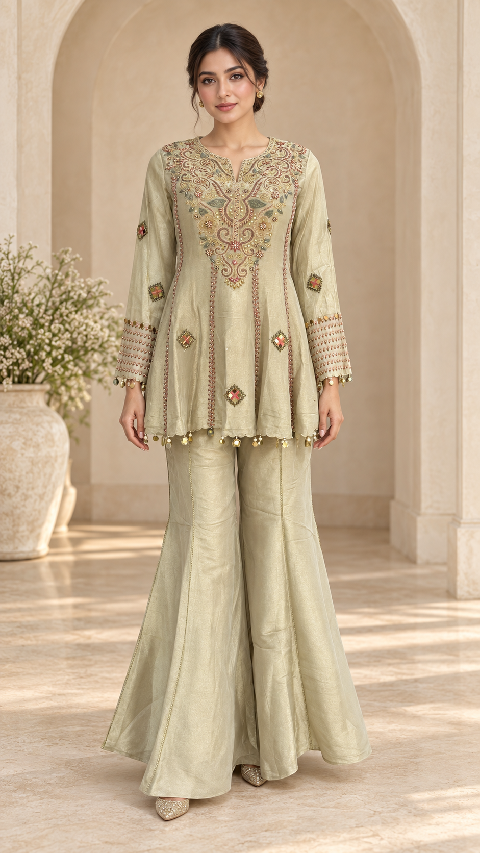 Champagne Sage Indo western