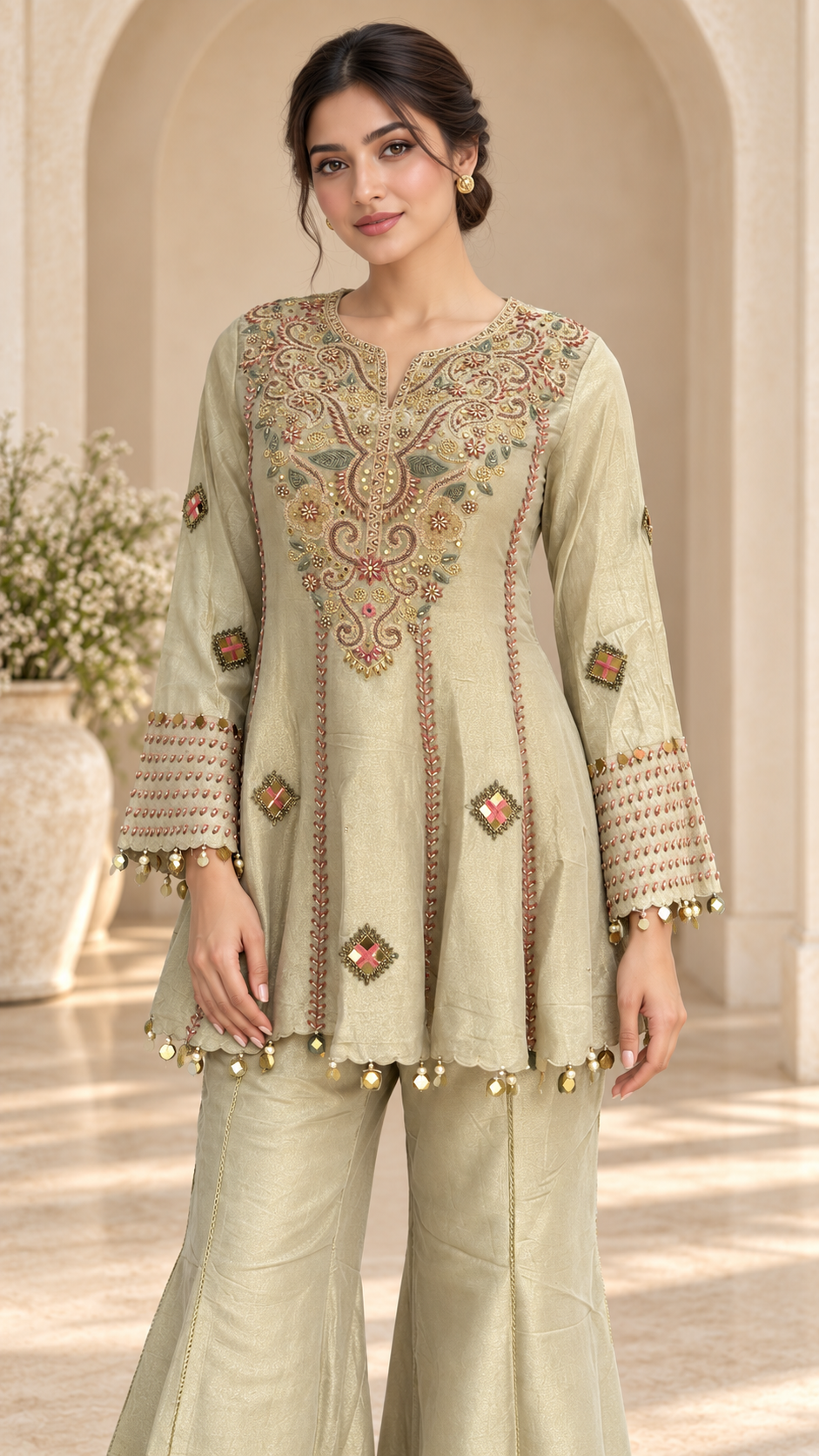 Champagne Sage Indo western