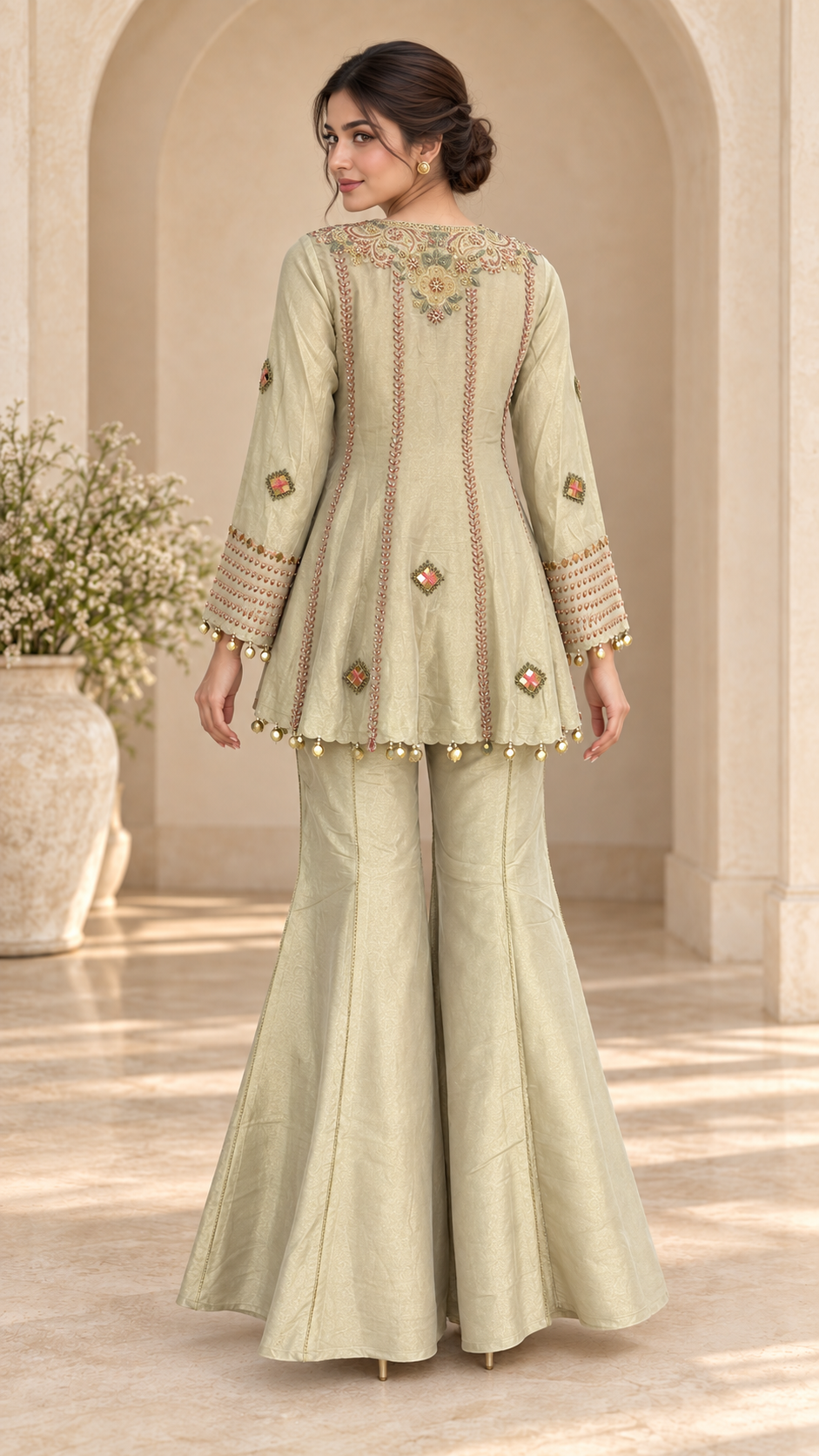 Champagne Sage Indo western
