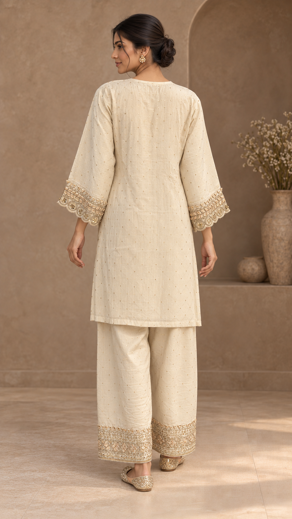 Ivory Gold Kurta Palazzo