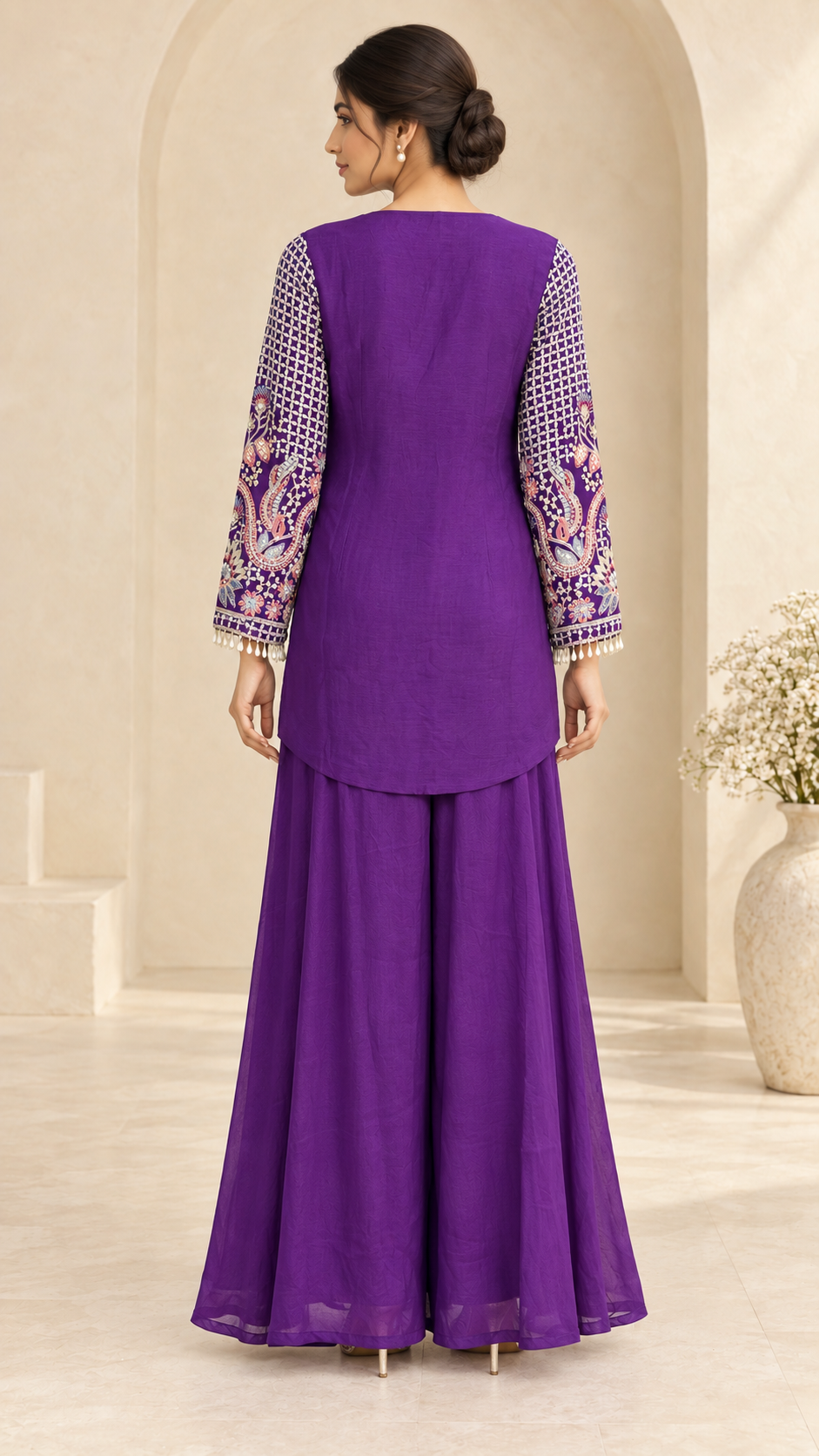 Royal Rurple Embroidered Plazzo