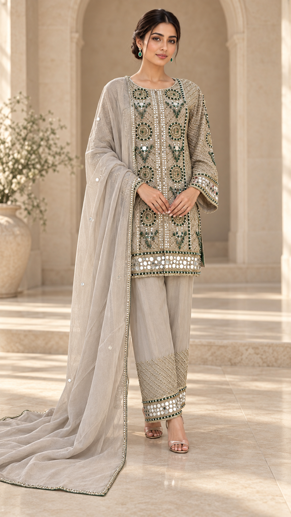 Olive Gray Plazzo