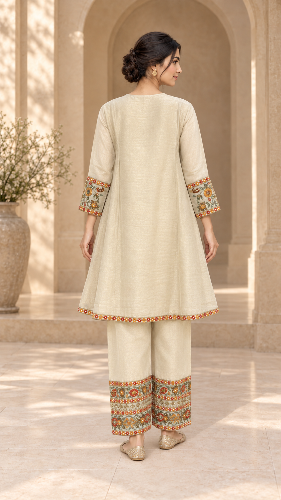 warm beige/cream Indowestern