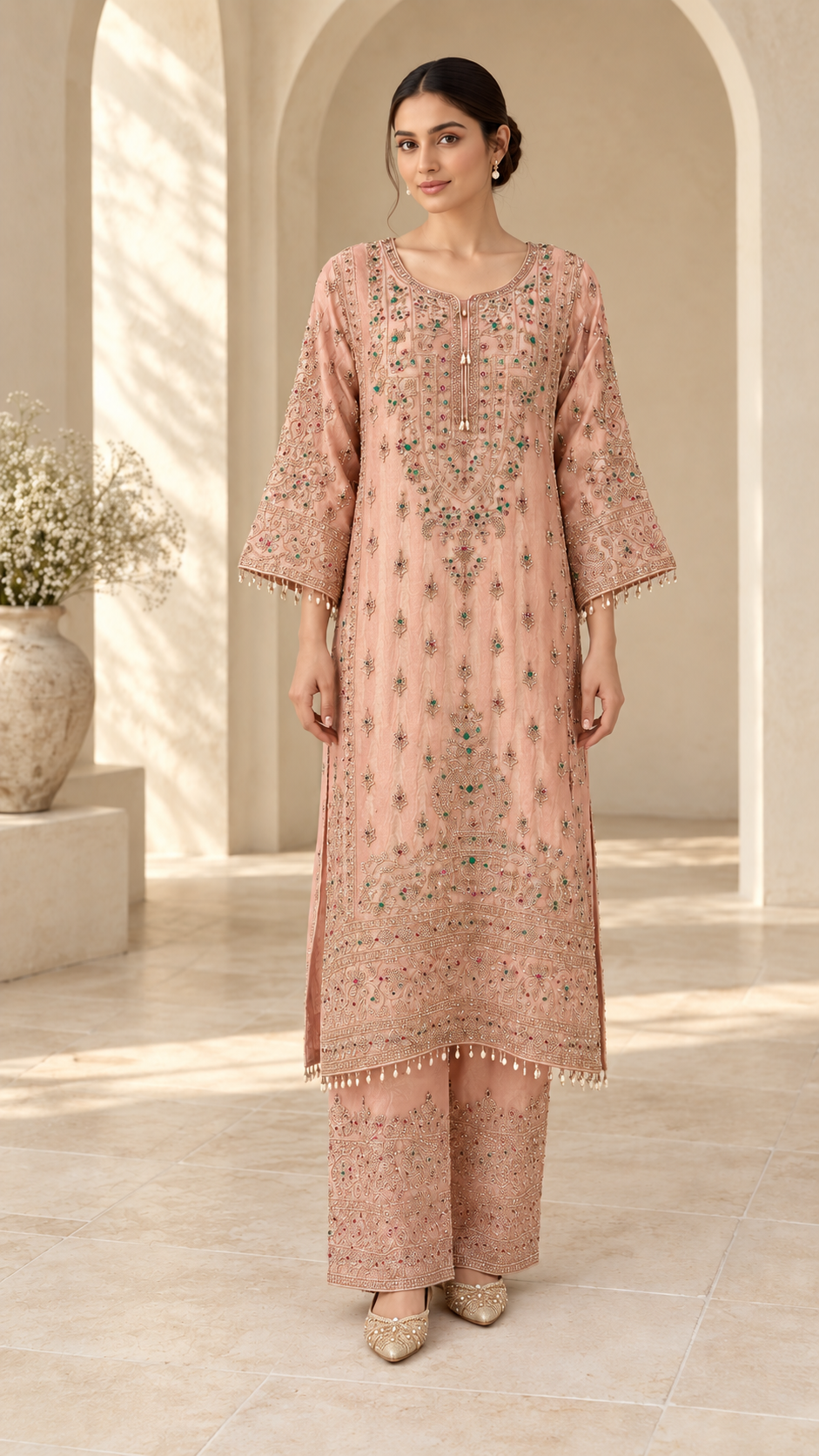 Peach Pink Plazzo