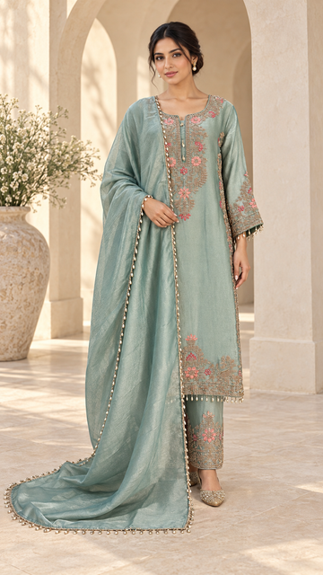 Seafoam Green Floral Plazzo