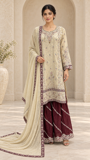 Elegant Champagne Sharara