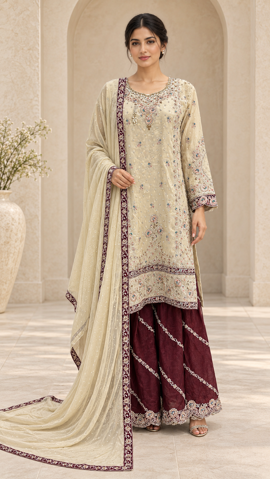Elegant Champagne Sharara
