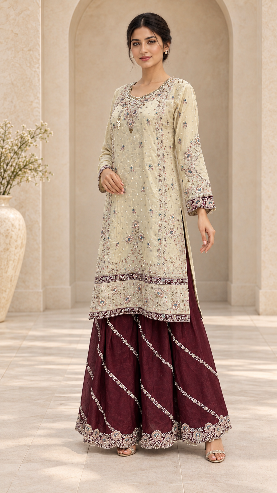 Elegant Champagne Sharara