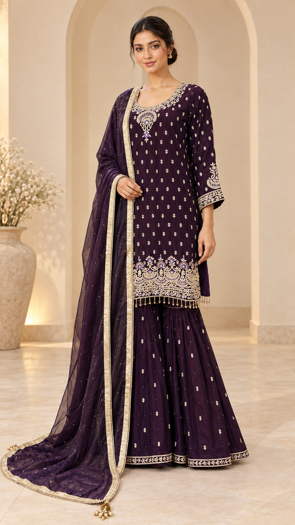 Elegant Purple Sharara