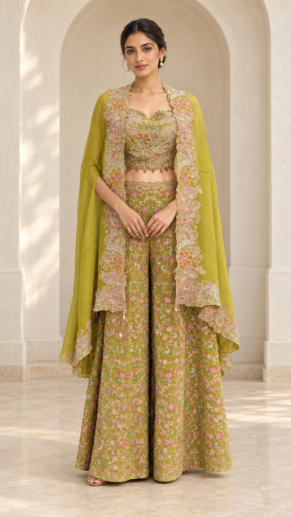 Olive Green Indo western