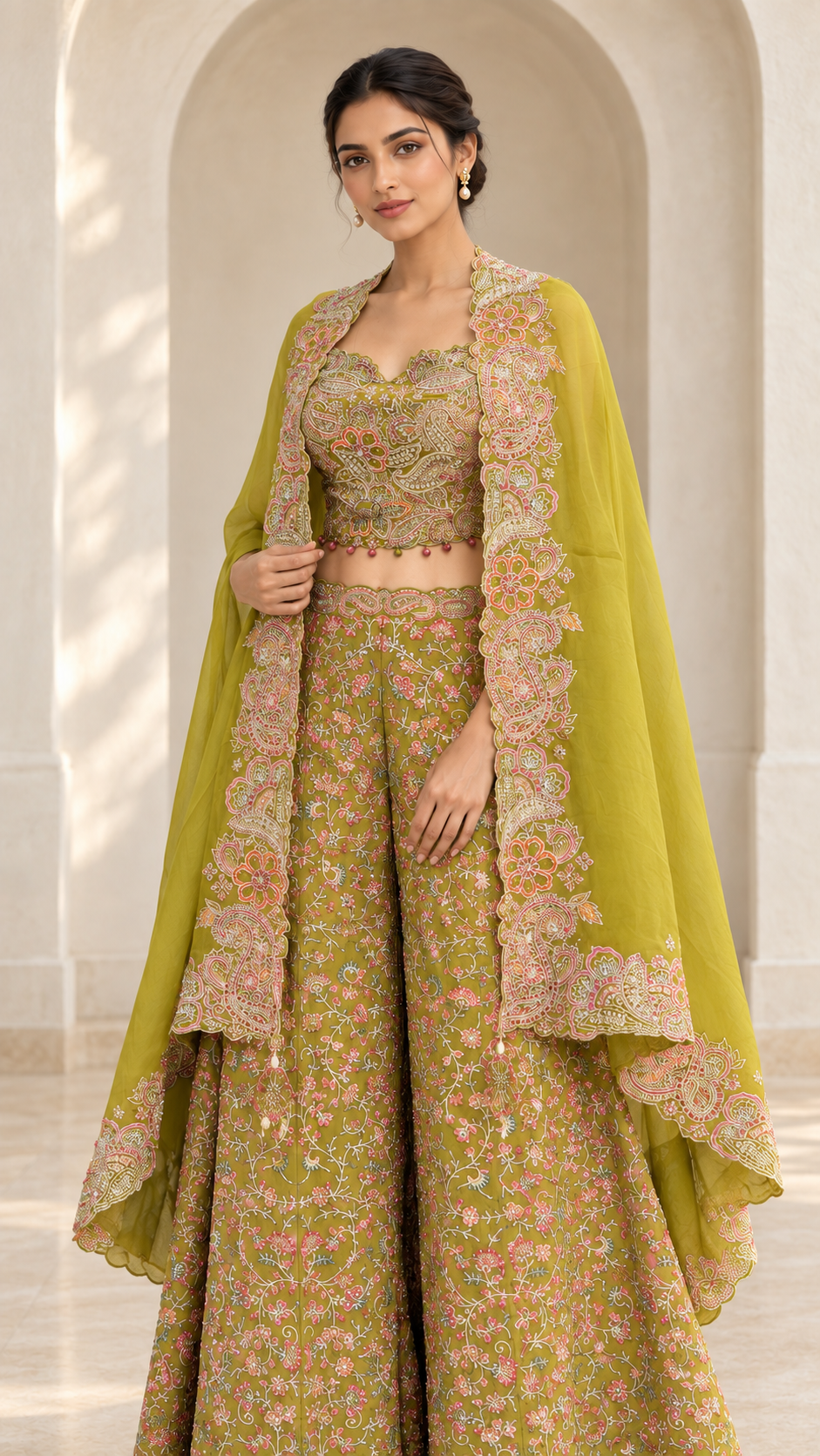 Olive Green Indo western